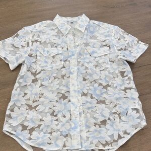 Joie White and Blue Floral Men's Shirt